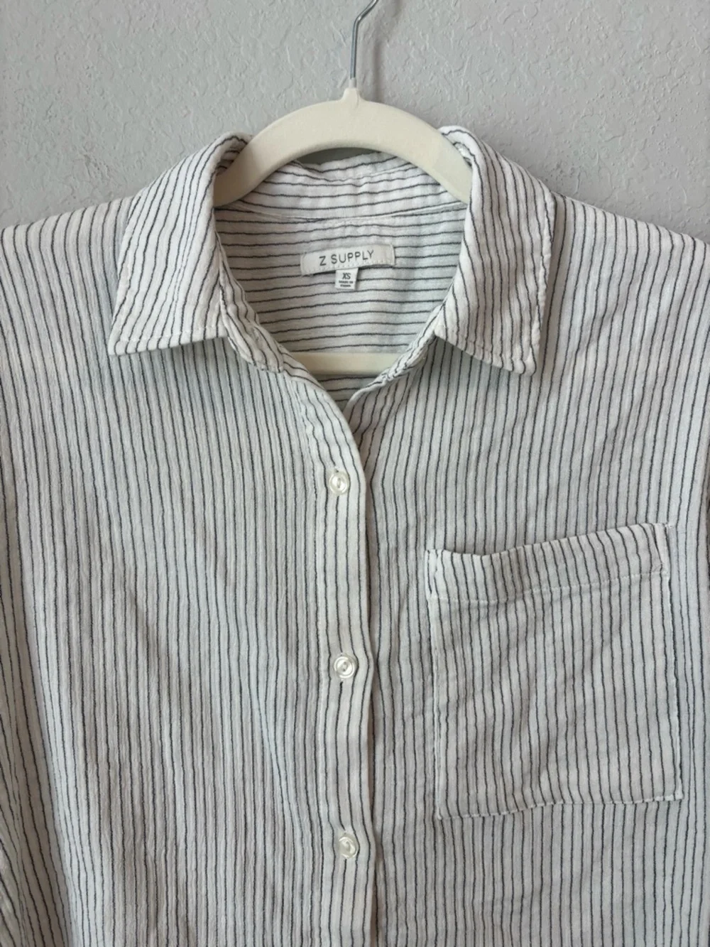 Z Supply Del Mar Striped Cream Shirt - Picture 7 of 9
